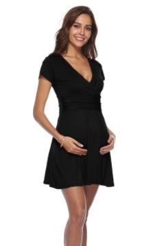 Deep V-Neck Maternity Dress – Flattering & Feminine for Every Trimester