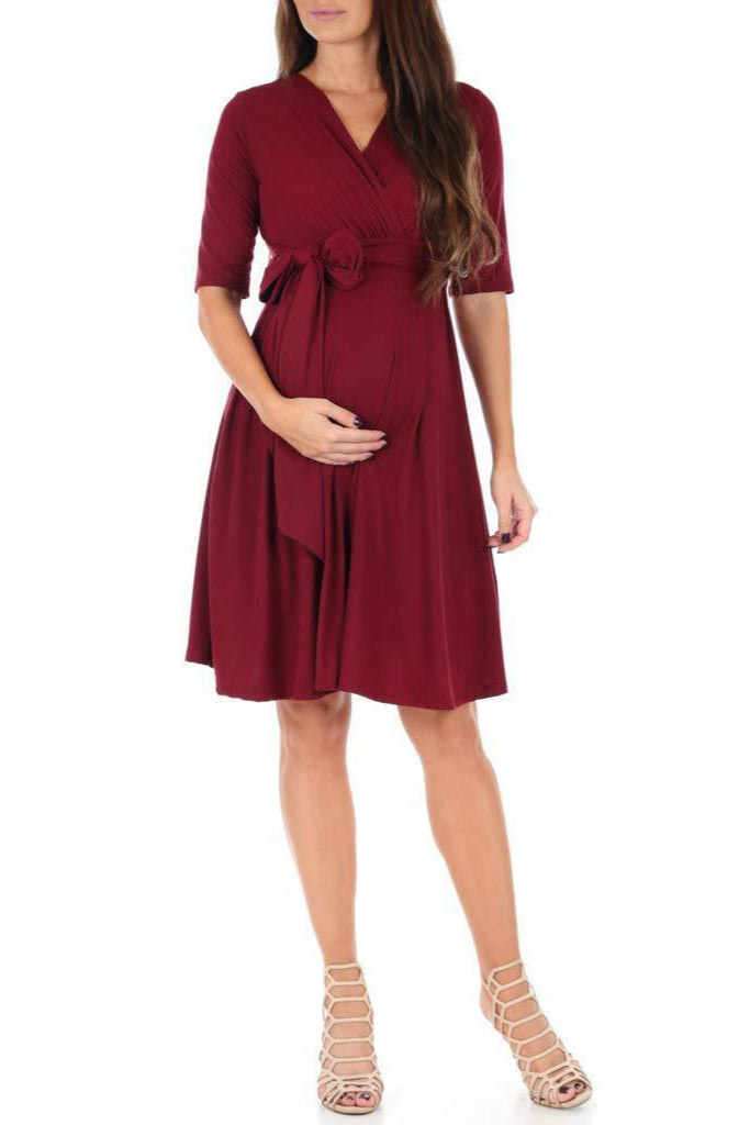 V-Neck Irregular Maternity Dress – Effortless Edge Meets Pregnancy Chic