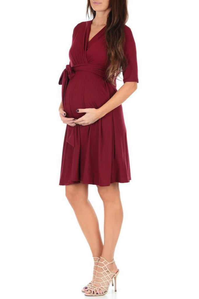 V-Neck Irregular Maternity Dress – Effortless Edge Meets Pregnancy Chic